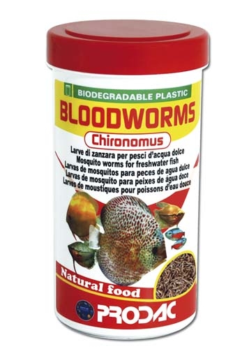 Prodac Bloodworms 250ml Larva roja de mosquito comida para peces y amfibios