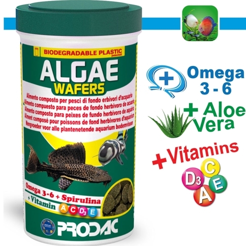  Prodac Algae Wafer 1200Ml - Comida para peces de fondo con espirulina 