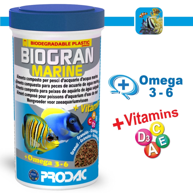 Prodac Biogran Marina 250ml. Comida  para peces de agua salada en gránulos