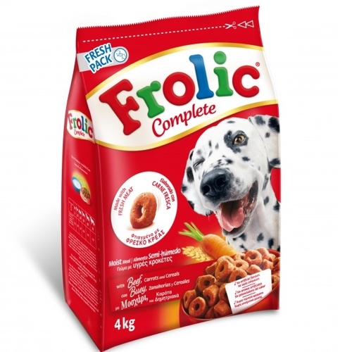 ▷ Pienso Frolic Complete Buey 4kg - Pienso Semihúmedo para Perros Adultos de Buey y Zanahoria