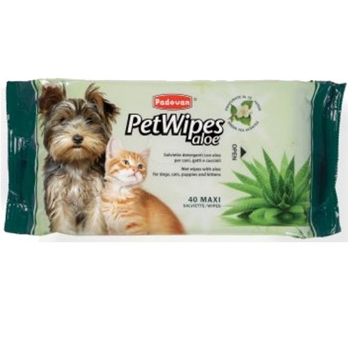 ▷ Toallitas Higiénicas para Perros y Gatos con Aloe Vera Pet Wipes - 40 Unidades Padovan