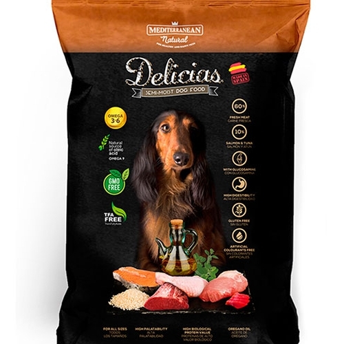 ▷ Pienso Semihúmedo Delicias Mediterranean Natural Adulto 1,5kg - Pienso Semihúmedo para Perros Adultos