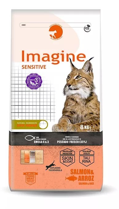 ▷ Pienso imagine sensitive cat -  Comida para gatos 8 Kg de Salmón - Marca Visán