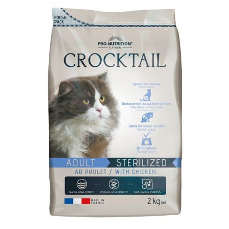 ▷ Pienso Crocktail Adult Sterilized Pollo 2kg - Flatazor Pienso para Gatos Esterilizados de Pollo