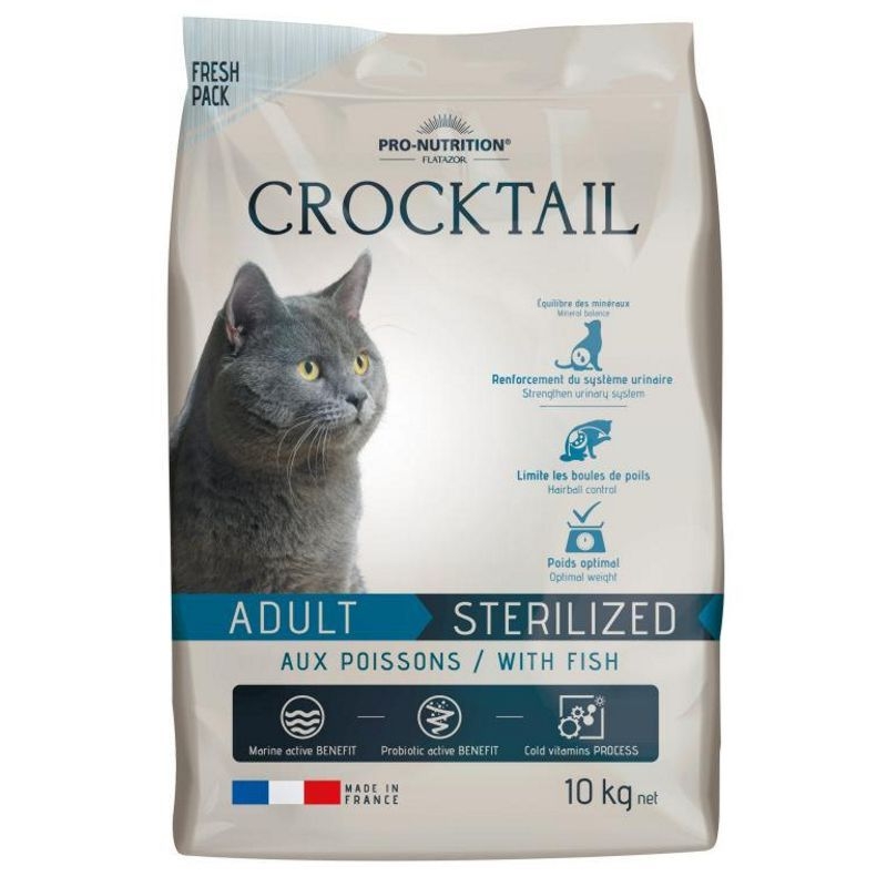 ▷ Pienso Crocktail Adult Sterilized Pescado 10kg - Flatazor Pienso para Gatos Esterilizados de Pescado