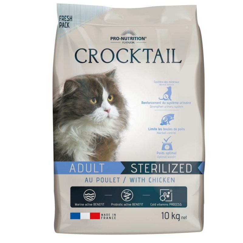 ▷ Pienso Crocktail Adult Sterilized Pollo 10kg - Flatazor Pienso para Gatos Esterilizados de Pollo