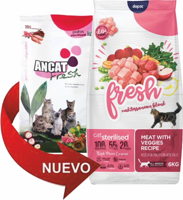 ▷ NUEVO Fresh Cat Sterilised 2kg - Pienso para Gatos Esterilizados con Carne Fresca (Dapac)