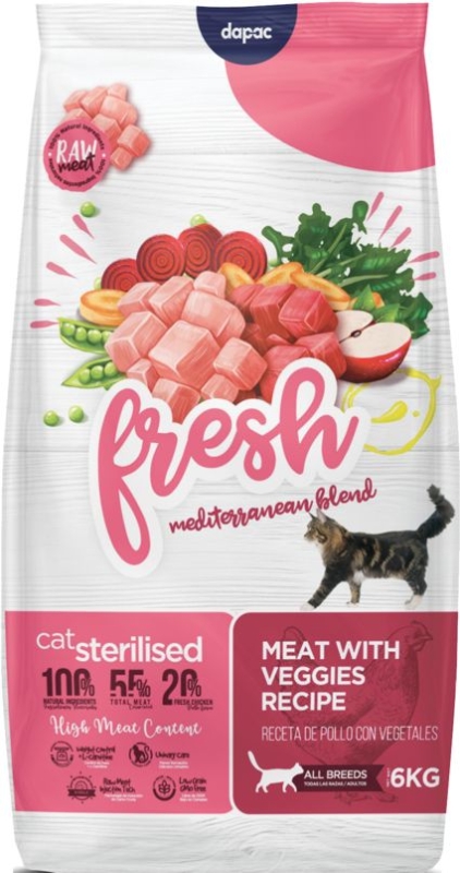 ▷ NUEVO Fresh Cat Sterilised 6kg - Pienso para Gatos Esterilizados con Carne Fresca (Dapac)