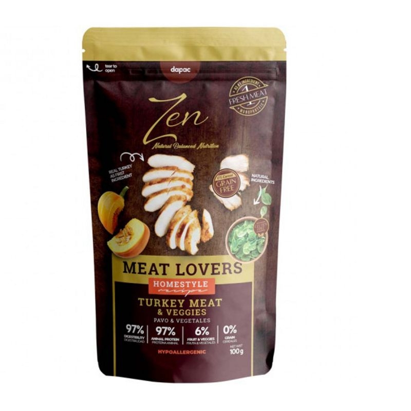 ZEN POUCHES MEAT LOVERS PAVO 100 GR.